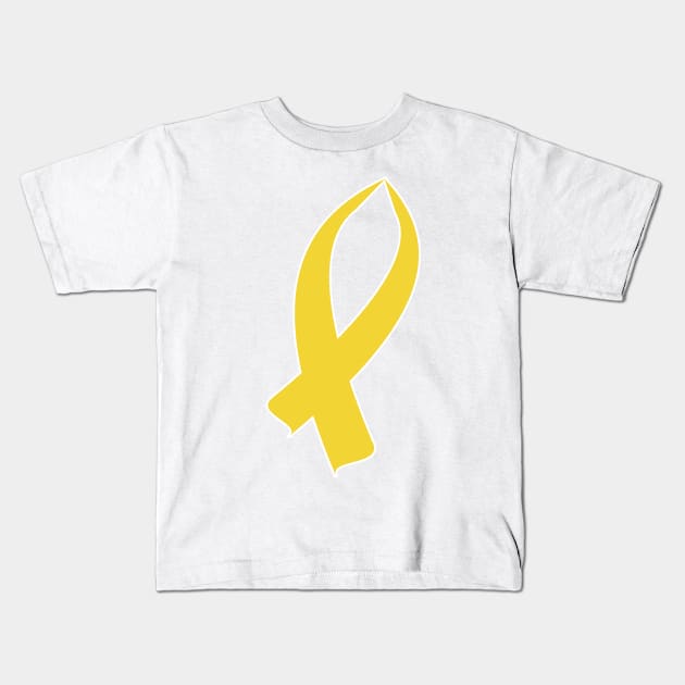 Awareness Ribbon (Gold) Kids T-Shirt by BlakCircleGirl